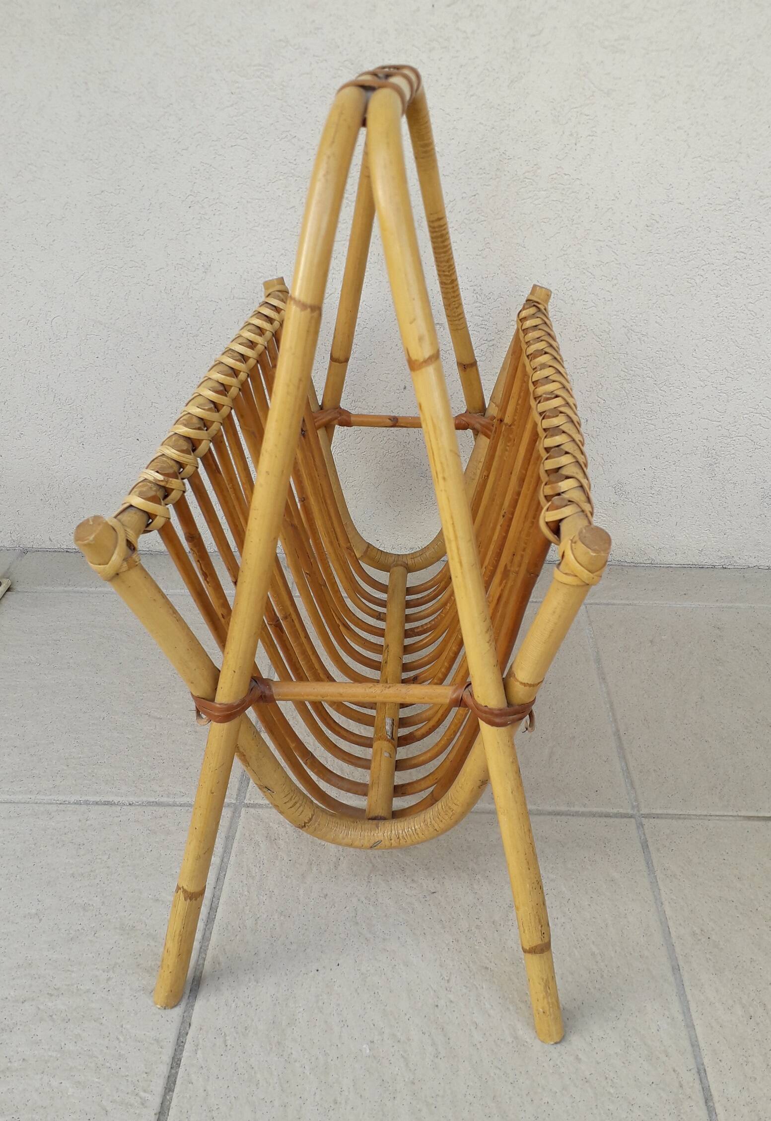 Rattan magazine rack