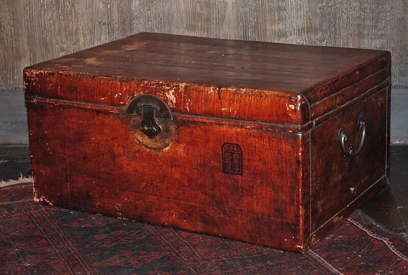Old Chinese leather trunk