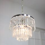 Vintage Italian Crystal & Chrome Chandelier, 1970s