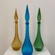 Set of 3 large Empoli decanters from the 60s