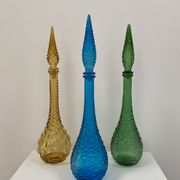 Set of 3 large Empoli decanters from the 60s