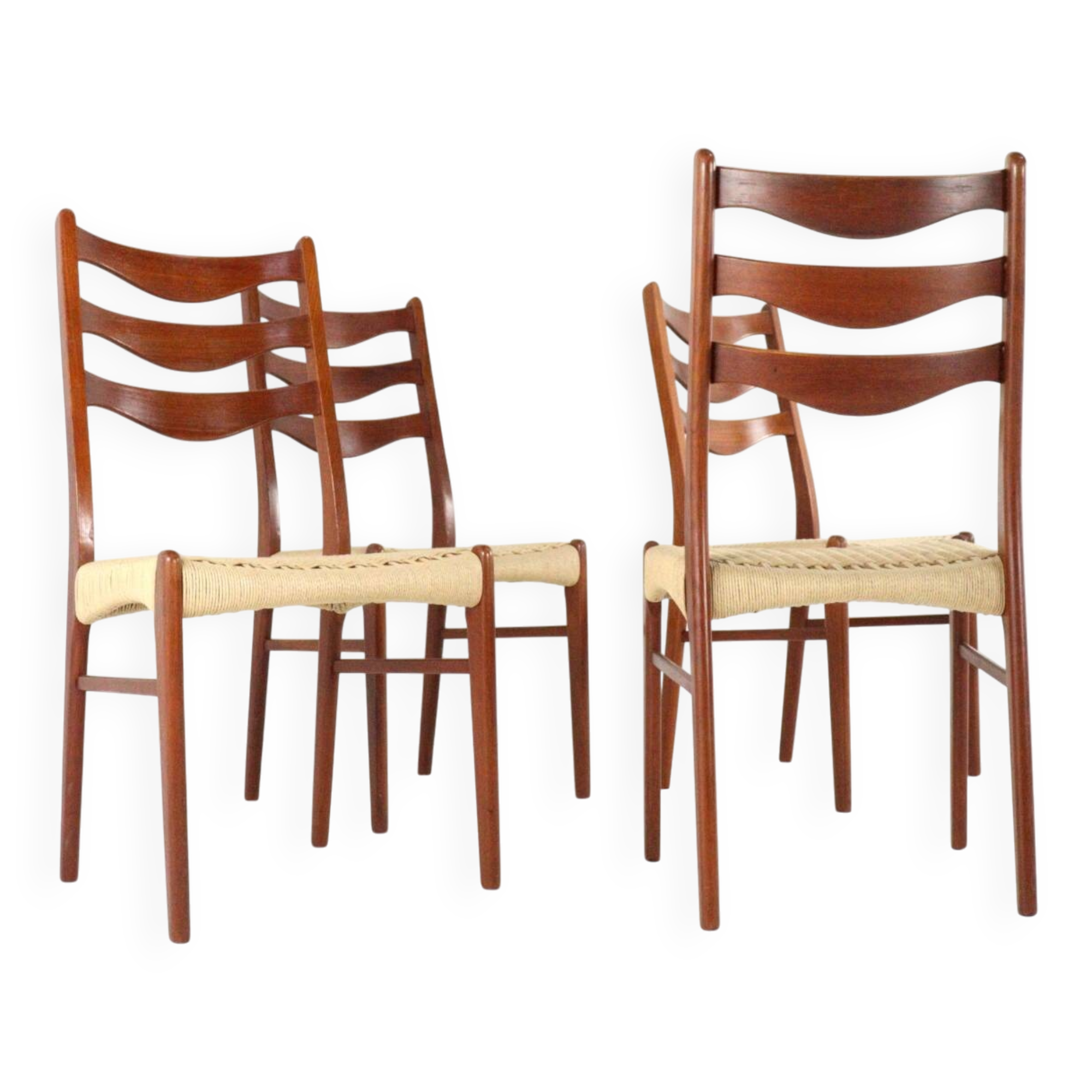 Set of 4 Arne Wahl Iversen for Glygnore papercord chairs