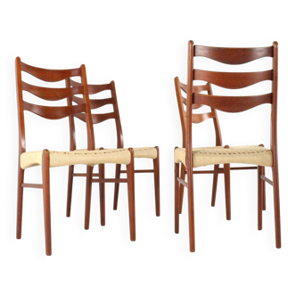 Set of 4 Arne Wahl Iversen for Glygnore papercord chairs