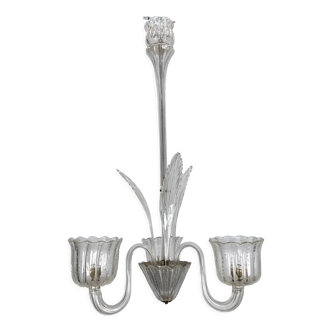 Art Deco, Bullicante Murano glass chandelier, Italy 1940s