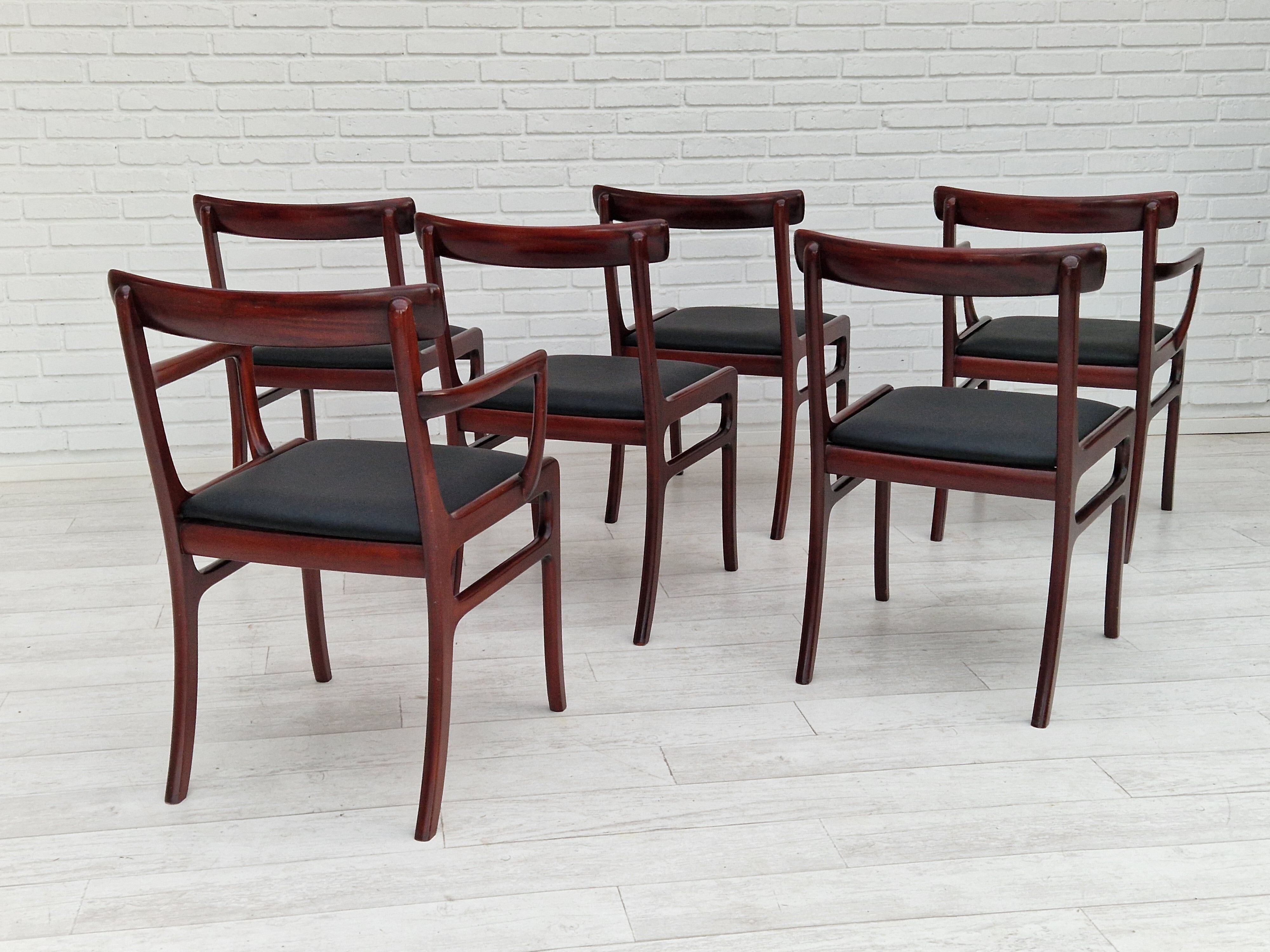 Danish design by Ole Wanscher, set of dining chairs 70s,