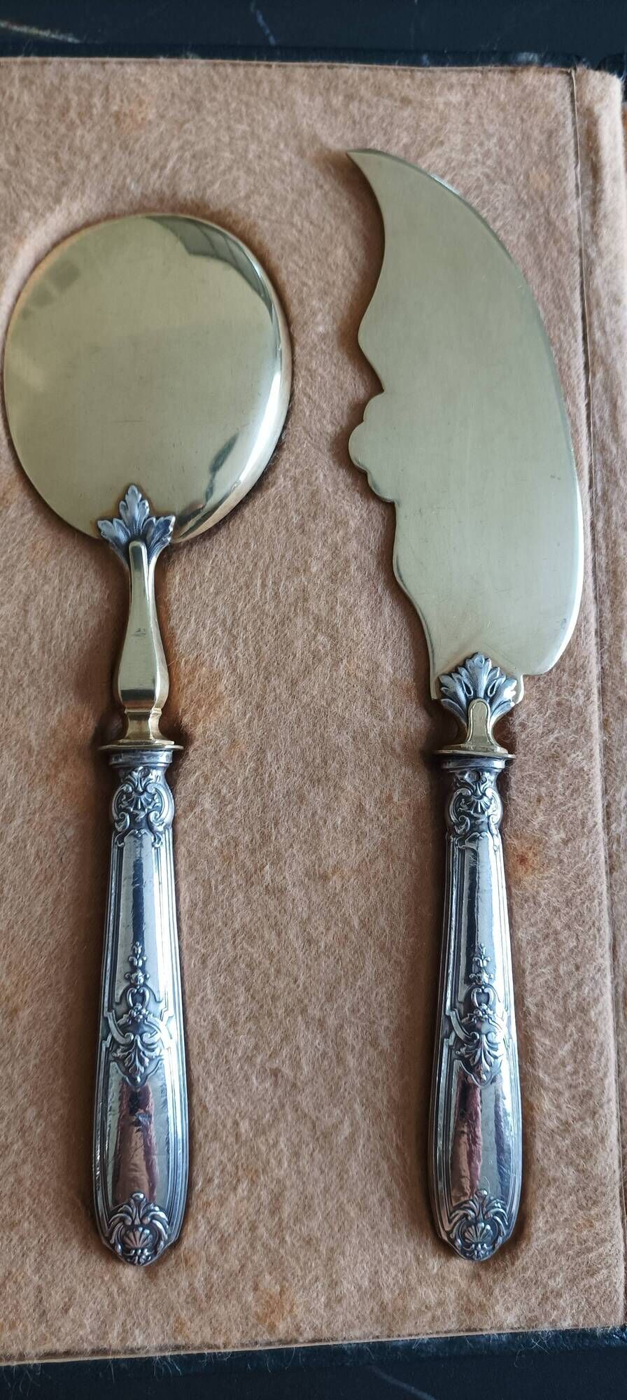Ice cutlery with silver-plated handles