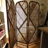 Paravent vintage en rotin naturel