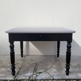 Antique patinated bistro farmhouse table, one drawer