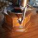 Former gramophone the voice of his master with brass pavilion, , with a disc 78 runs my
