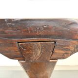 Table Brutaliste en Chêne Massif, Art Populaire (Vers 1900)