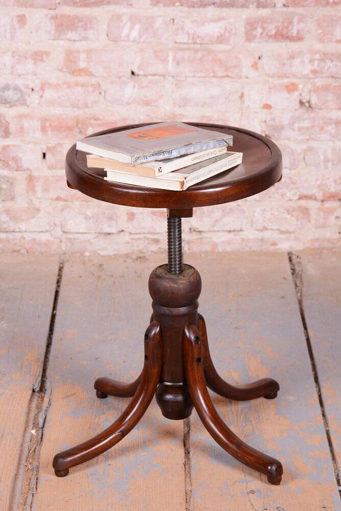 Art Deco Piano Swivel Stool in Beech from Thonet, Czech, 1930s