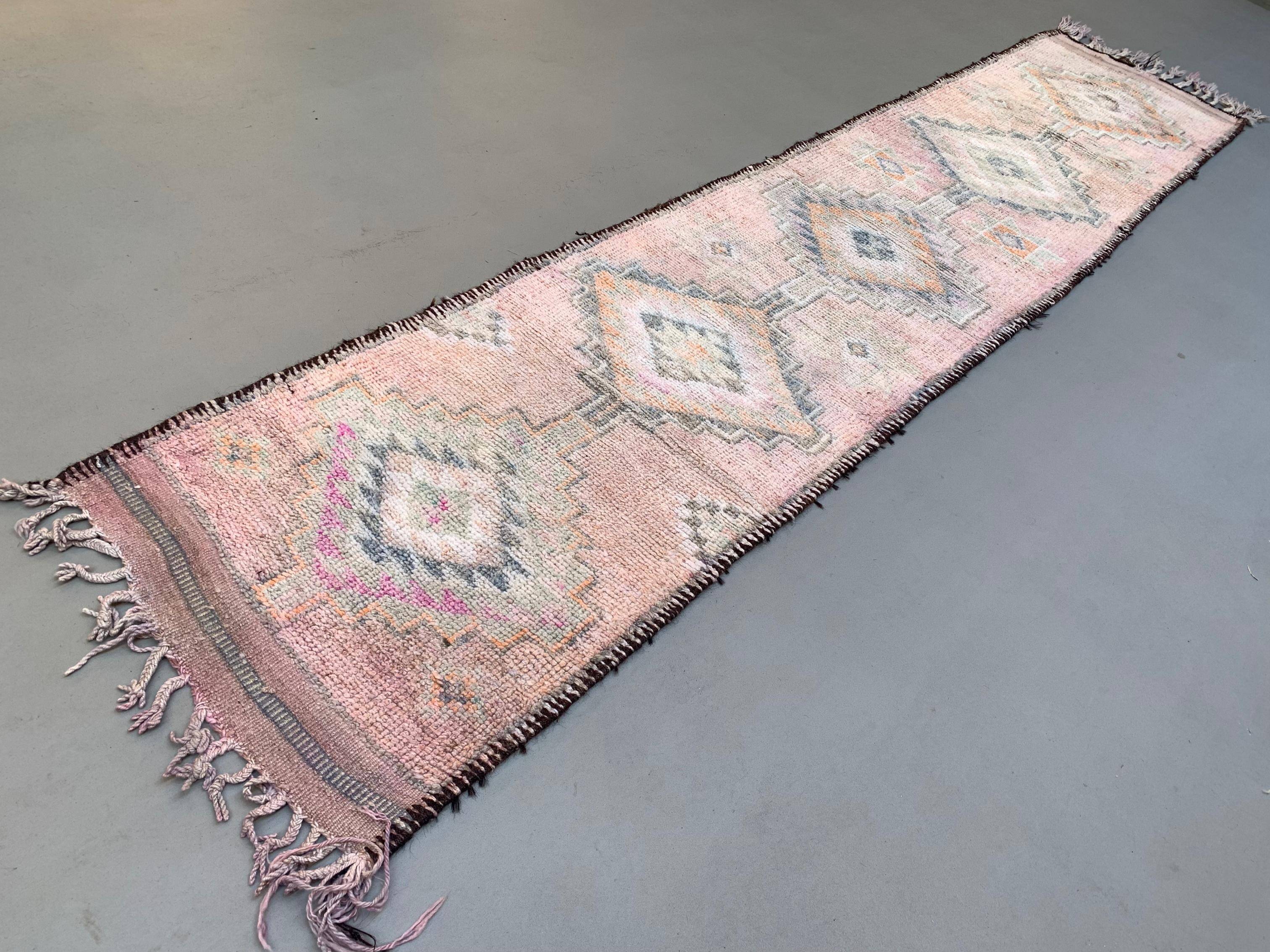 Vintage Turkish  Tribal Runner 460x83 cm veg dye wool rug tribal, handmade