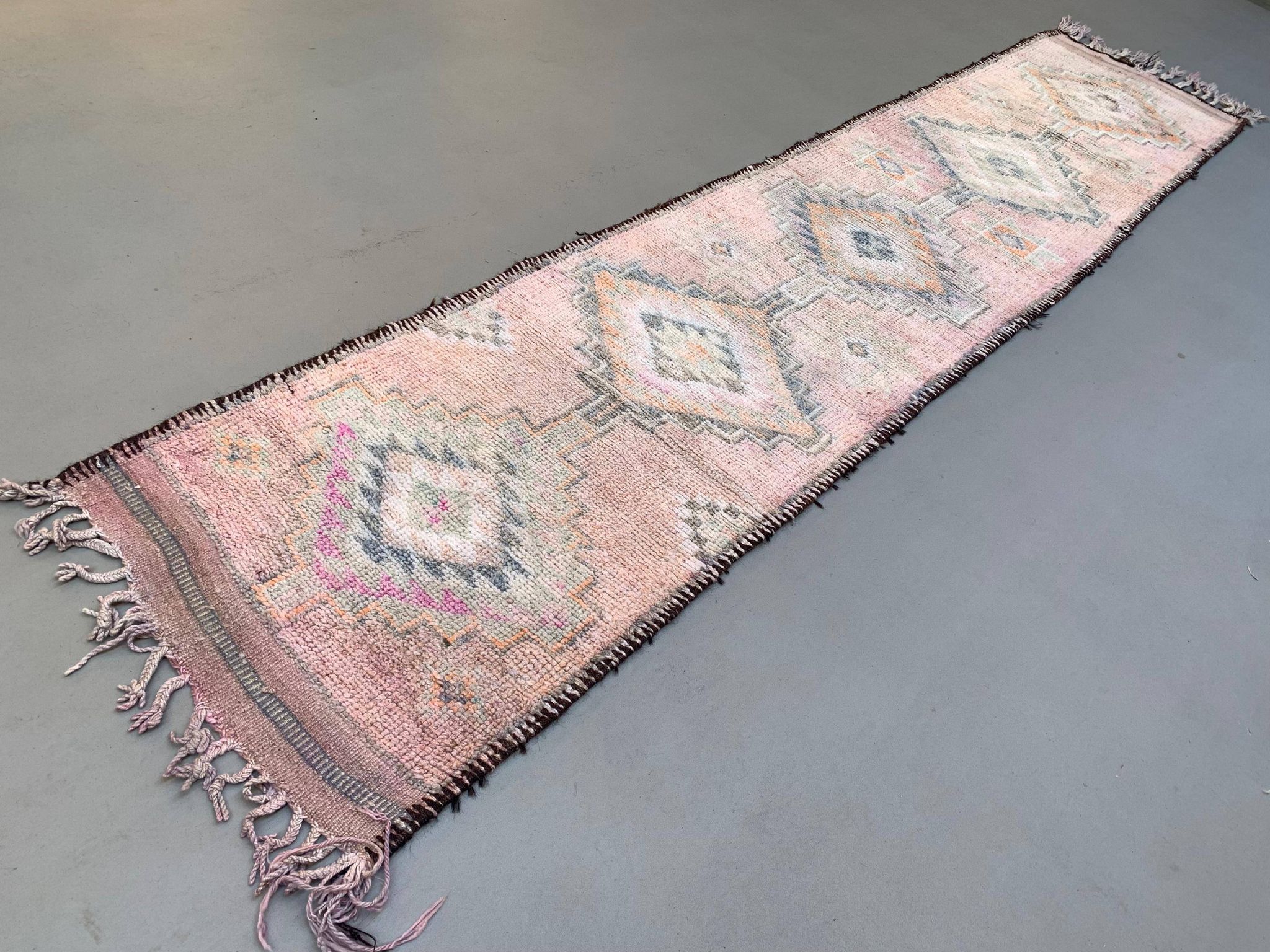 Vintage Turkish  Tribal Runner 460x83 cm veg dye wool rug tribal, handmade