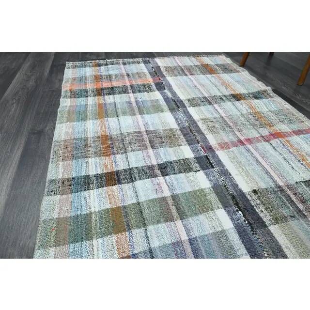 Vintage Turkish Oushak Handmade Wool Cotton Green Runner Rug 125x310
