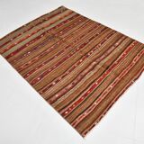 Red & Brown Pinstriped Style Vintage Kilim Rug, 142x182Cm
