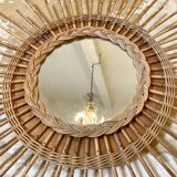 Rattan and wicker sun mirror