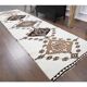 Tapis de couloir turc Oushak vintage fait main en laine et coton blanc