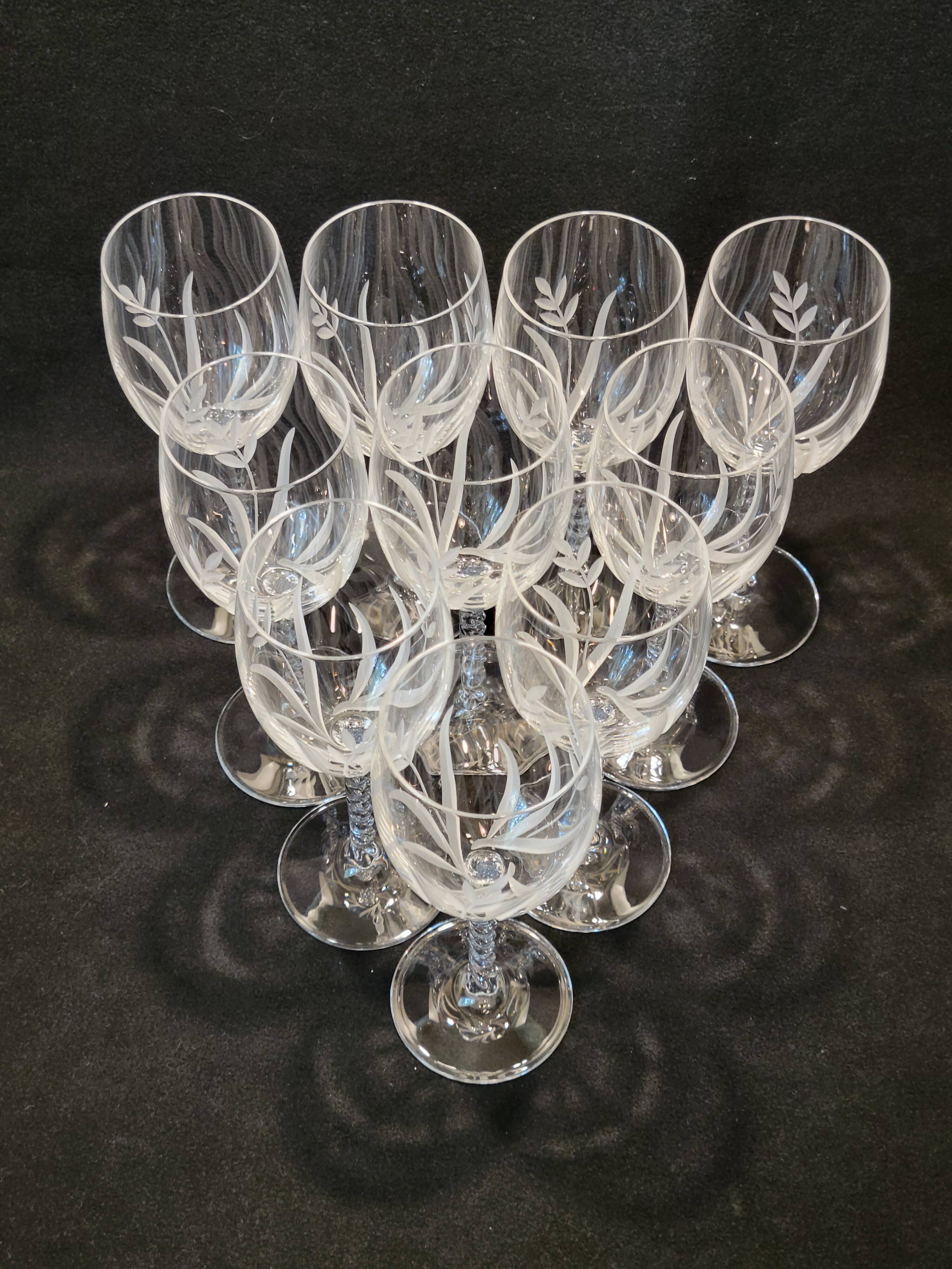 10 Arques Crystal Wine Glasses Fleury Cut Flamépis Model