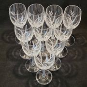 10 Verres A Vin Cristal D'Arques Modèle Fleury Taillé Flamépis