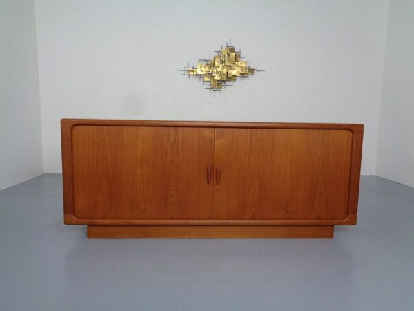 Large Teak Tambour Sideboard from Dyrlund, Denmark, 1970s
