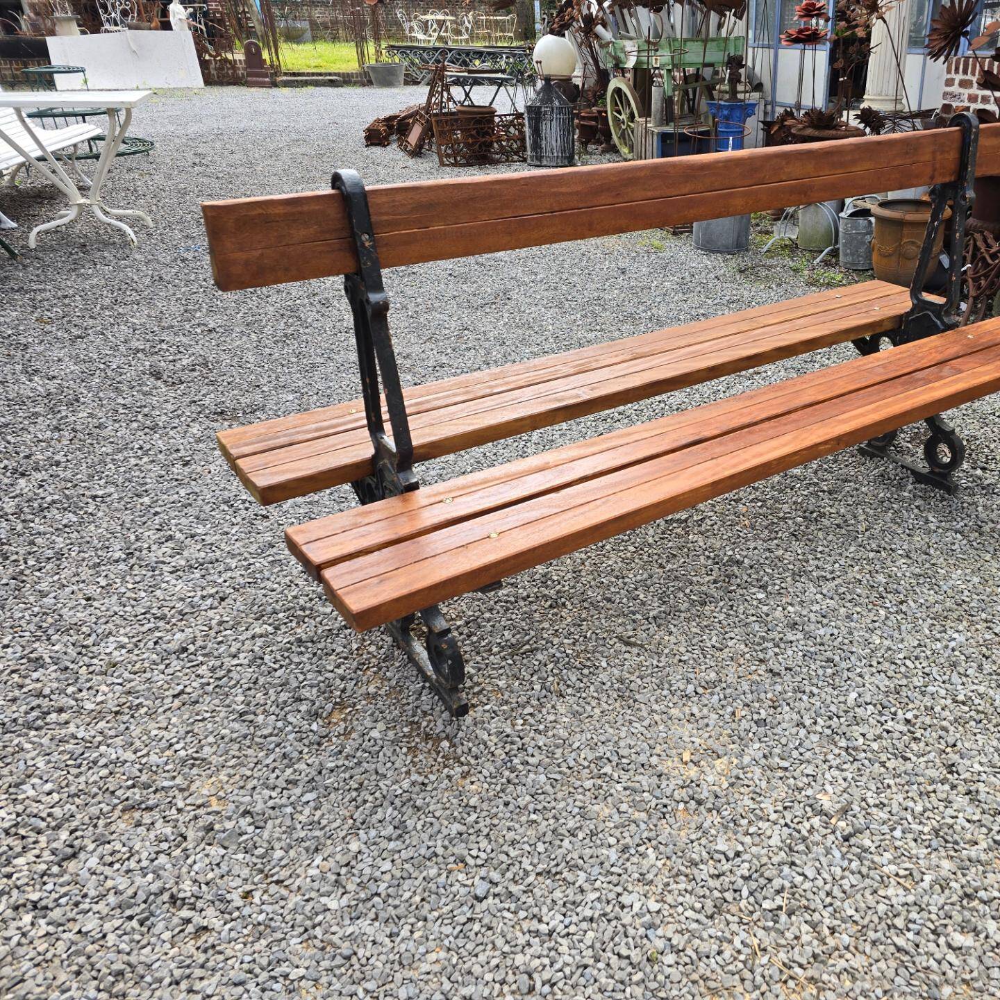 Public garden bench in the city of Paris