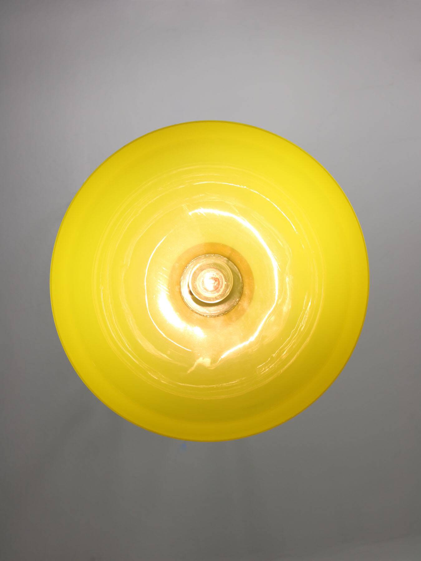 Vintage Italian Brass and Yellow Plexiglas Pendant Lamp