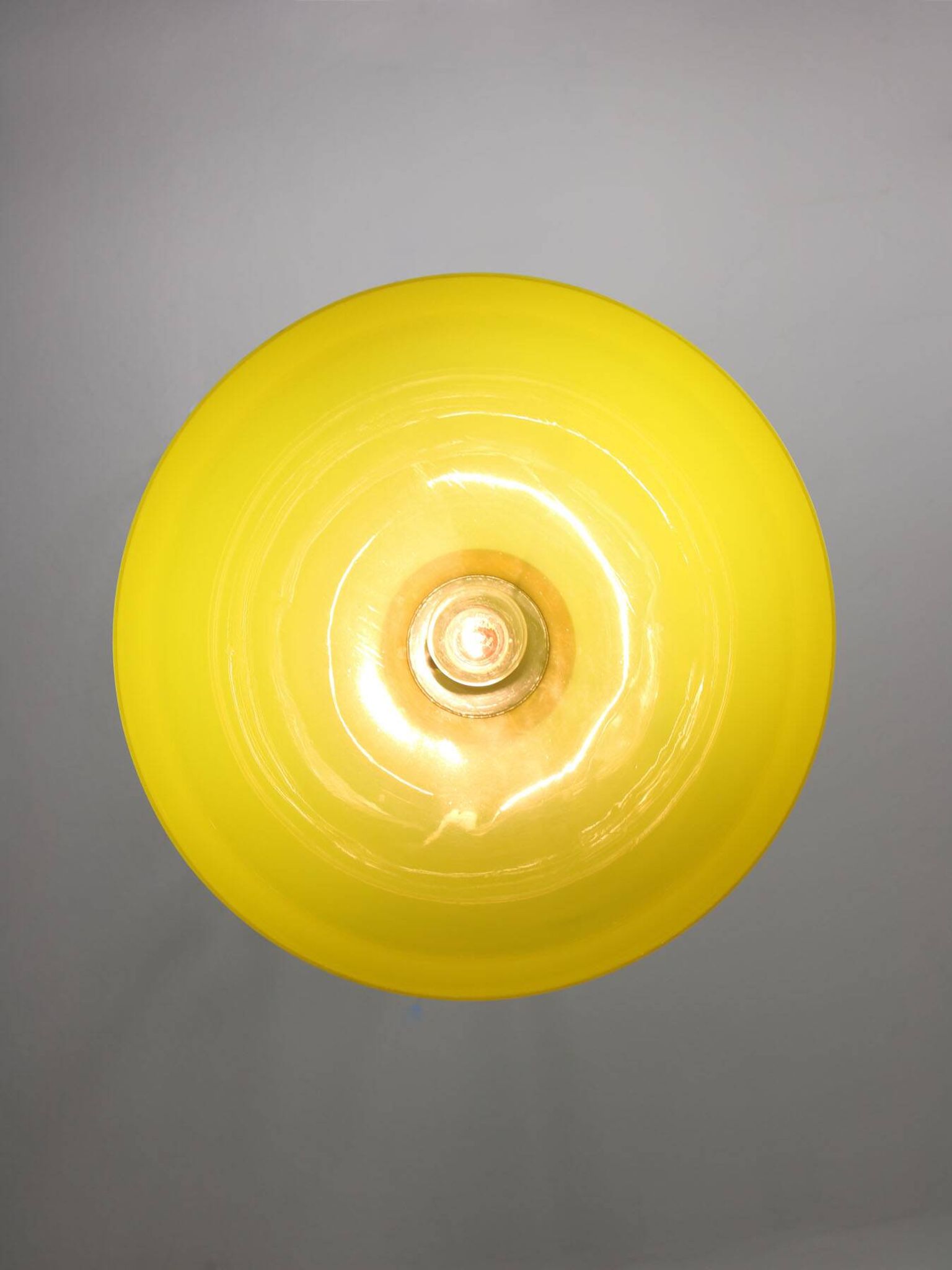 Vintage Italian Brass and Yellow Plexiglas Pendant Lamp