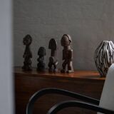 Set of 4 decorative handcrafted African wooden sculptures, mid-century.