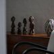 Set of 4 decorative handcrafted African wooden sculptures, mid-century.