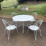 Wrought iron garden furniture set with 4 chairs