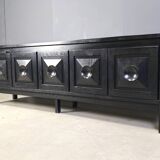 Ebonized wooden brutalist credenza, 1970s