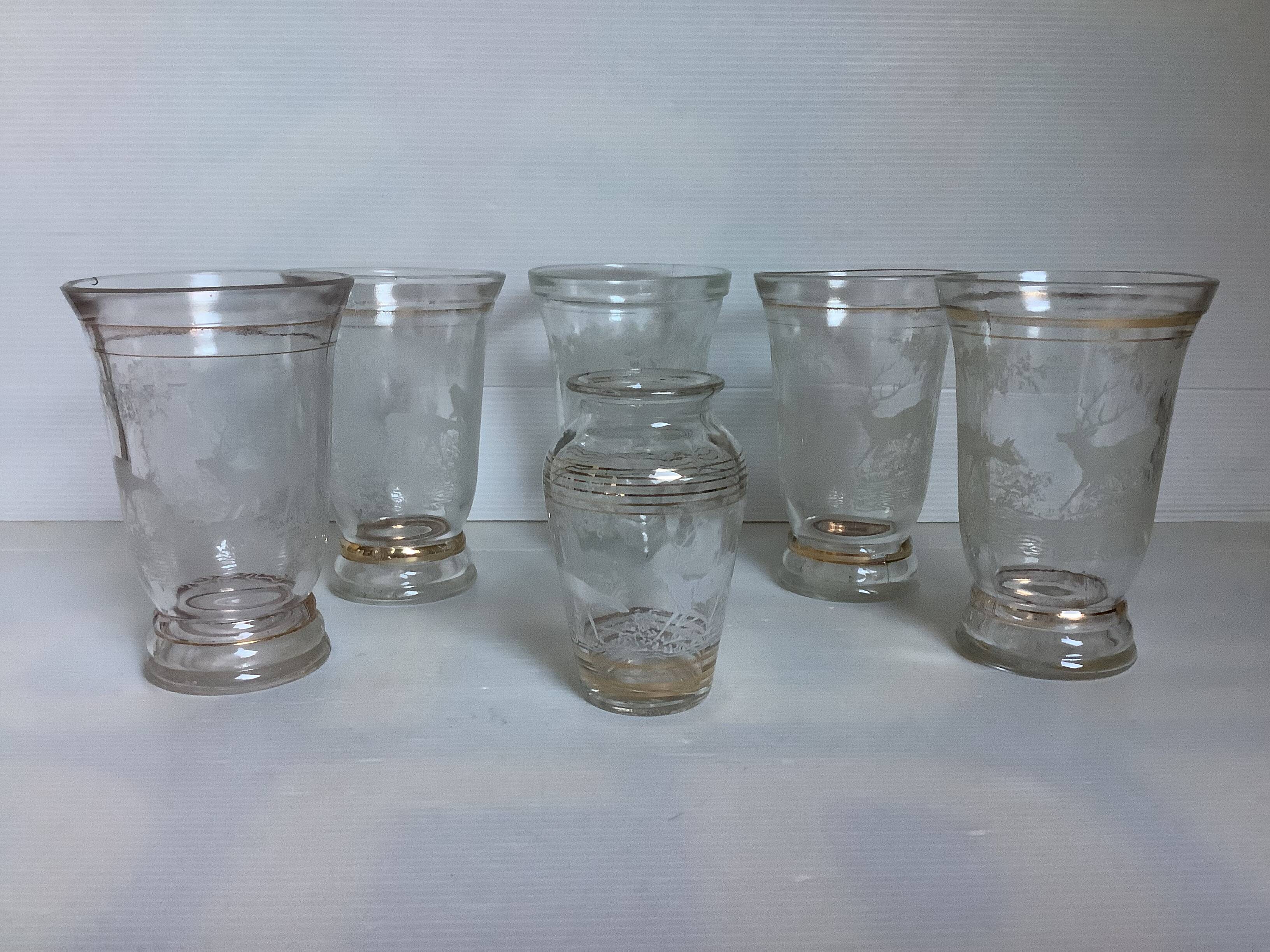 Six ancient zoomorphic moulded glass vases