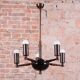 Cubist Chandelier in Brass and Bronze, Czech, 1910s