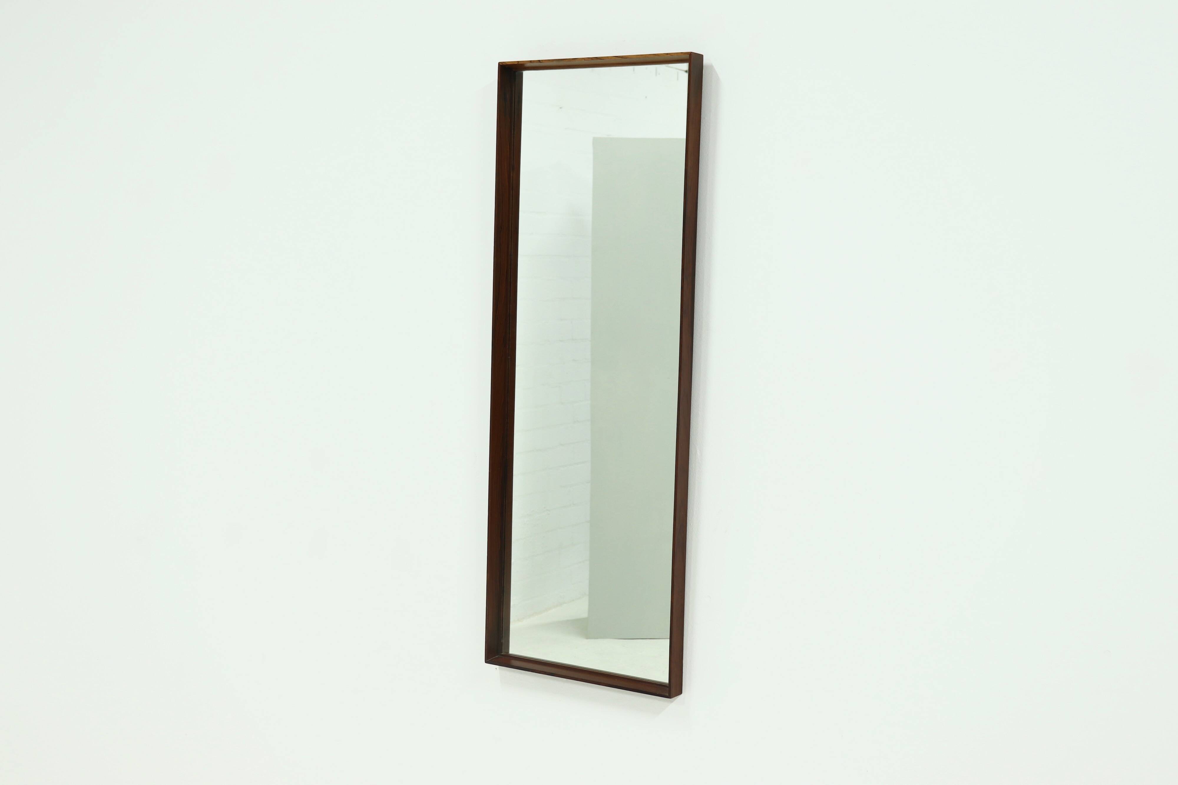 Large Scandinavian Rectangular Rosewood Mirror 1960s