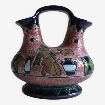 Vase tulipière art déco céramique Amphora Tchécoslovaquie