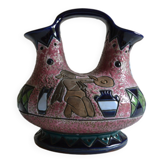 Vase tulipière art déco céramique Amphora Tchécoslovaquie