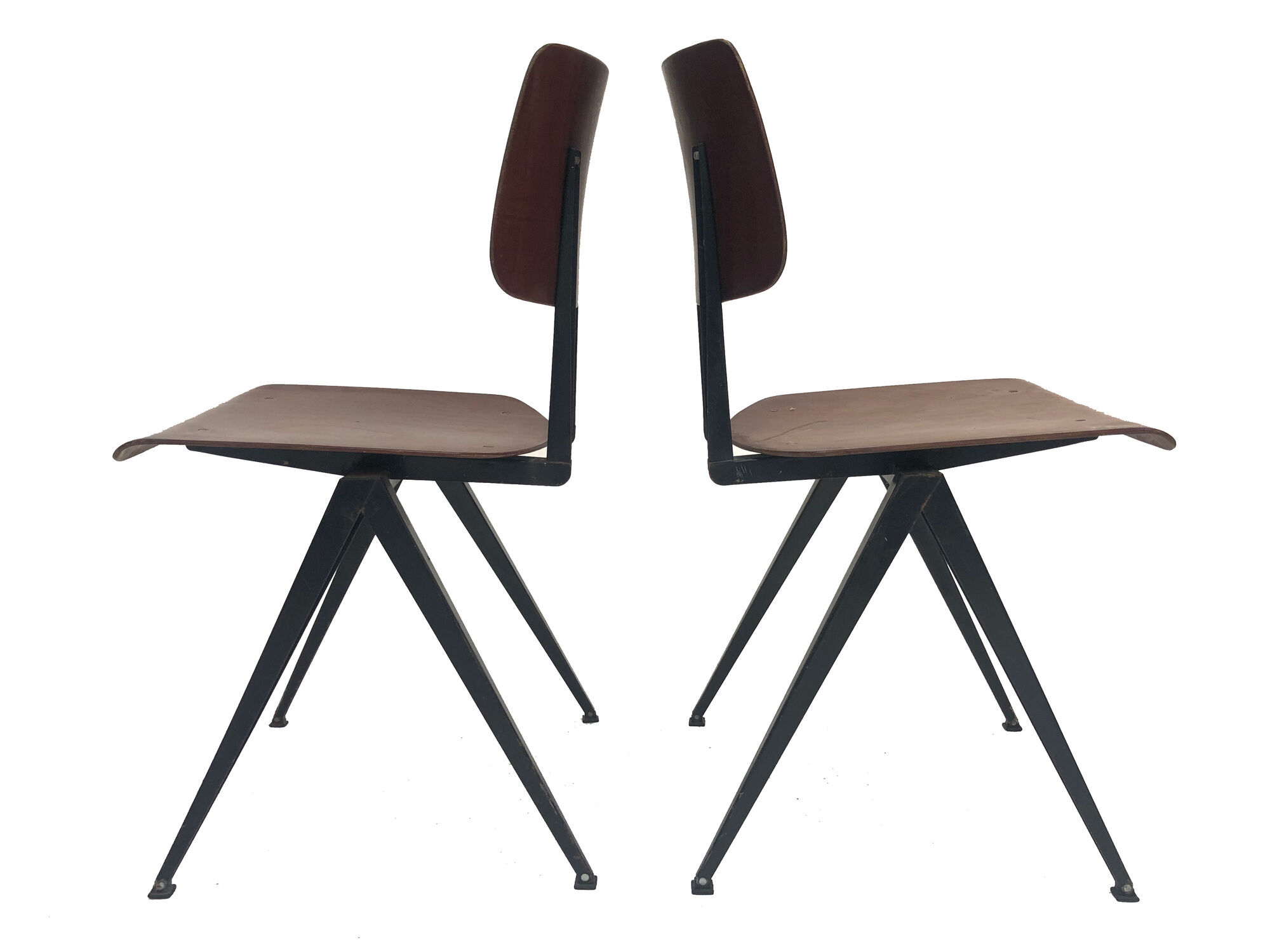 Lot of 4 vintage school chairs Galvanitas S16 Netherlands