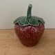 Mustard pot or vintage jam maker in strawberry slip