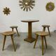 Set table and 4 wooden stools bistrot design of the 50