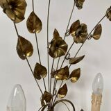 Wall lamp golden brass flowers style Hollywood Regency year 70