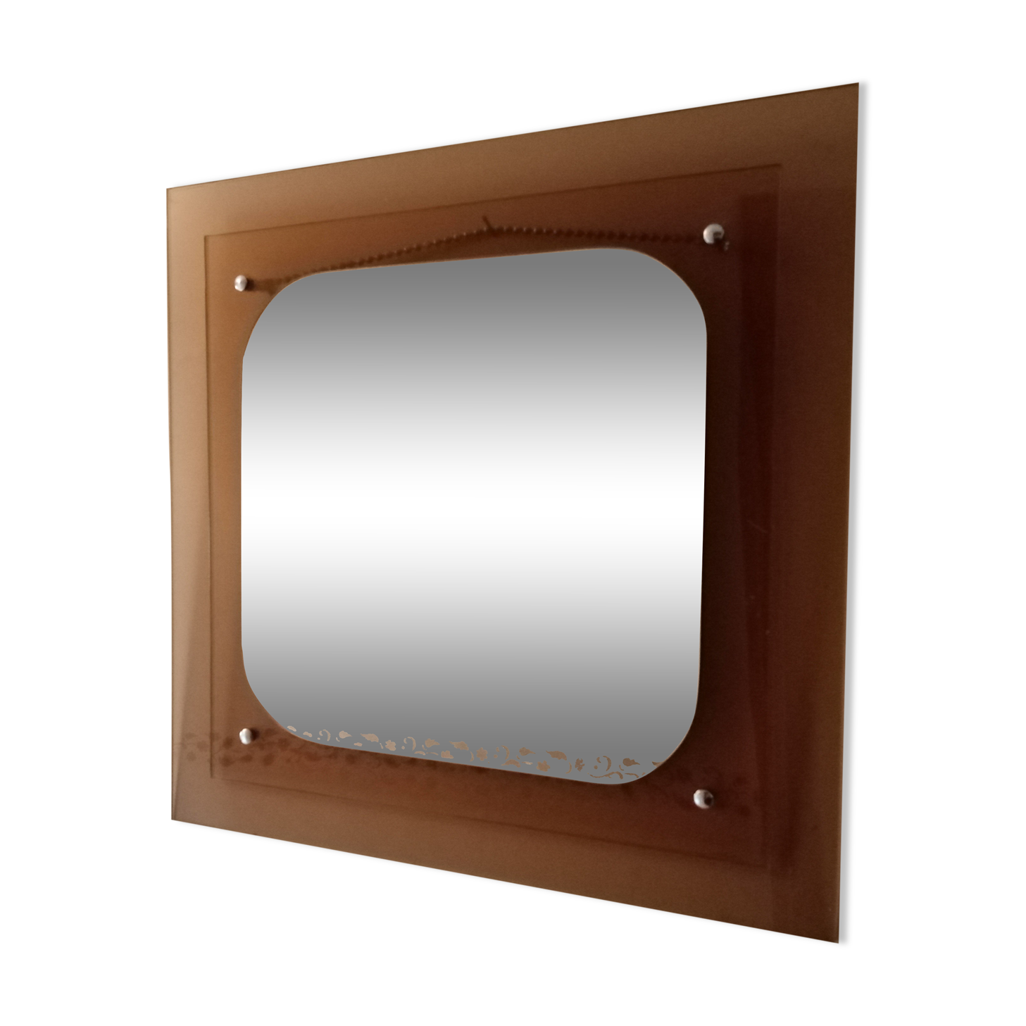 Mirror on smoked plexi frame - 40x40cm