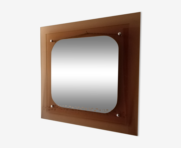 Miroir sur cadre plexi fumé - 40x40cm