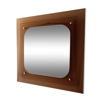 Miroir sur cadre plexi fumé - 40x40cm