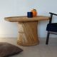 Table basse sculpturale en rotin tressé-vintage années 60/70
