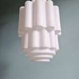 Art Deco pendant light, Skyscraper, white opaline, 1920s-30s