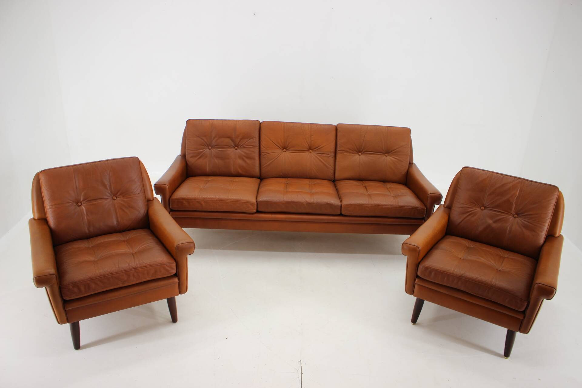 Ensemble de salon Svend Skipper des années 1960 en cuir, Danemark