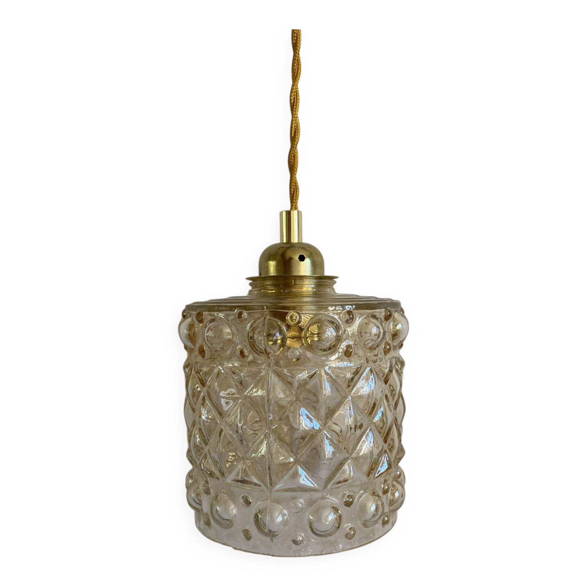 Vintage amber glass suspension globe