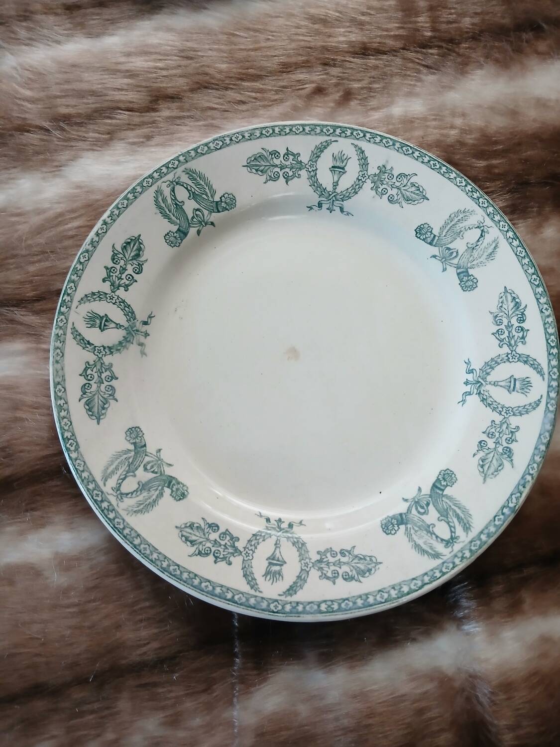 12 antique flat plates in ironstone