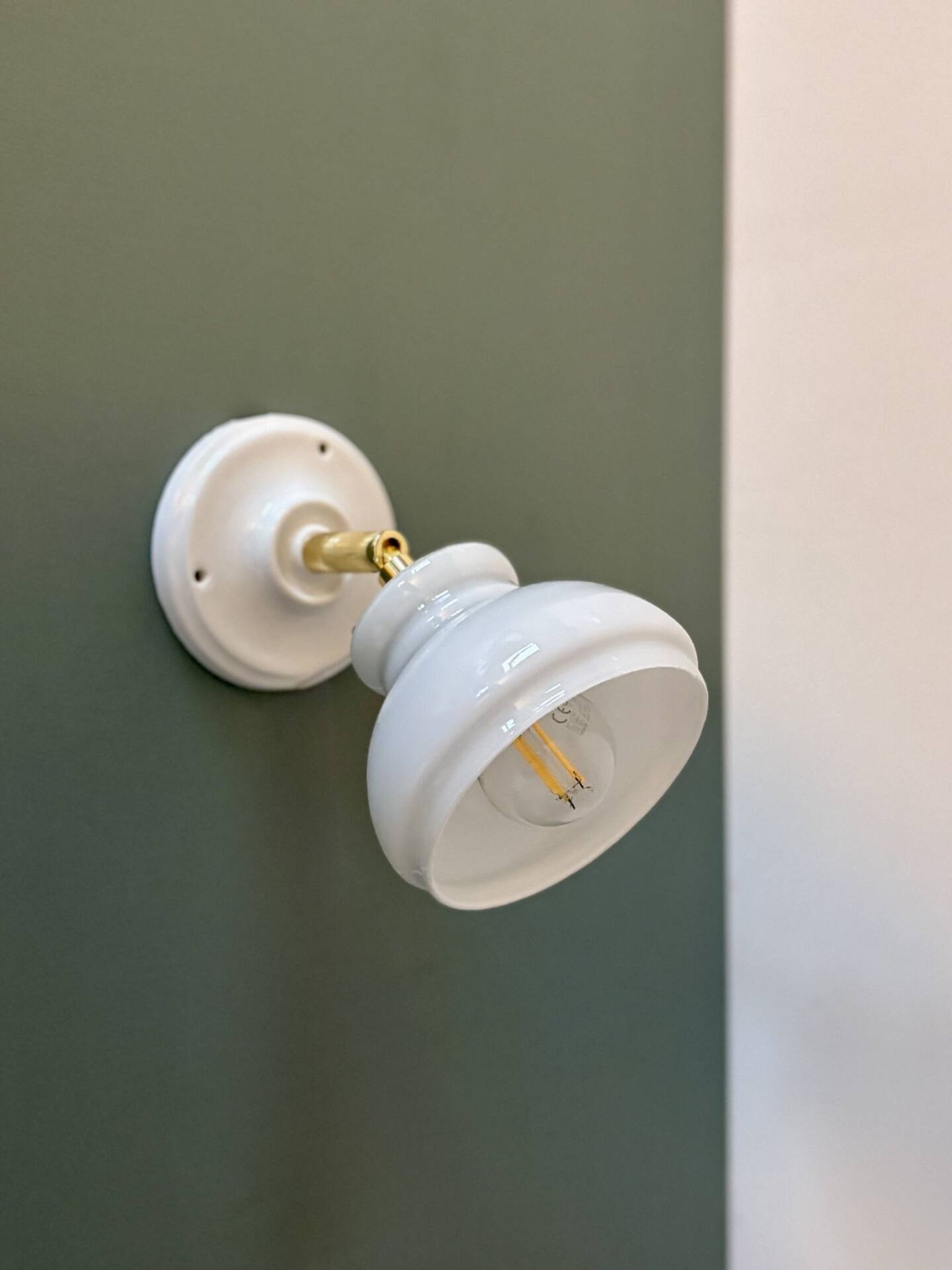 Vintage wall lamp shade in white opaline