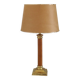 Tall French Mid Century Table Lamp Square Base With Beige and Gold Shade